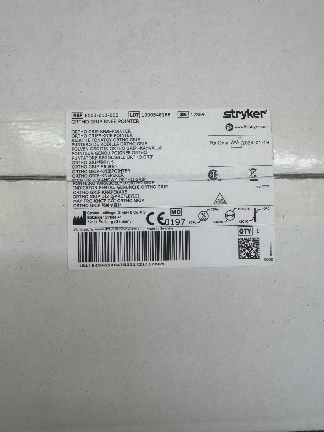 Stryker 6003-012 Orthodontist Grip Knee Pointer NEW IN BOX